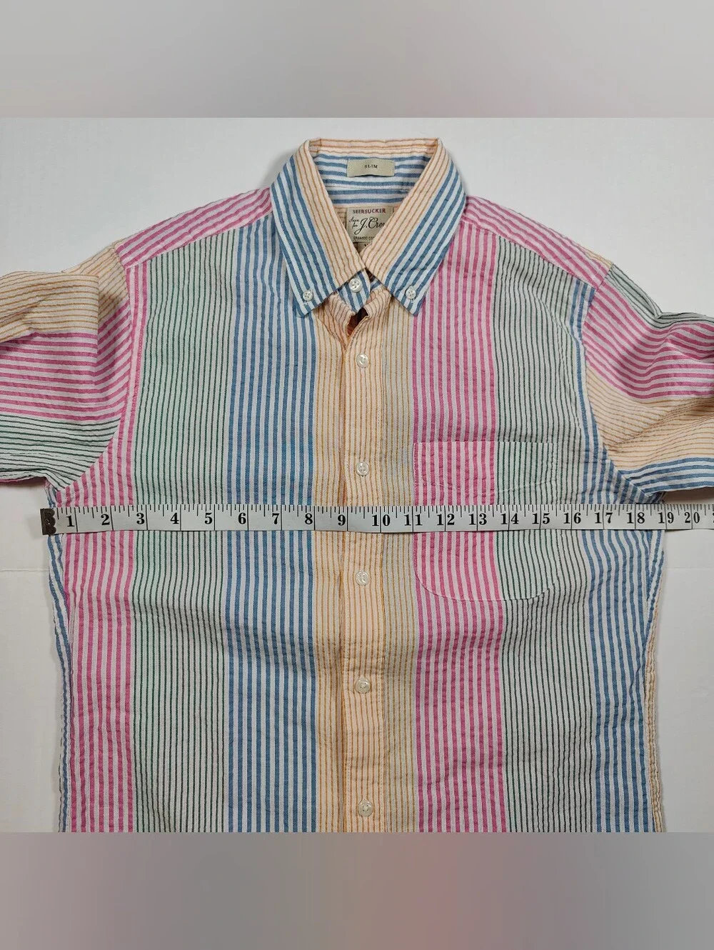NWT J Crew 100% Cotton Seersucker Rainbow Colorblock Button Down Shirt Size XS